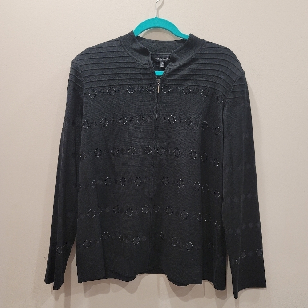 Ming Wang Black Embellished Jacket - XL